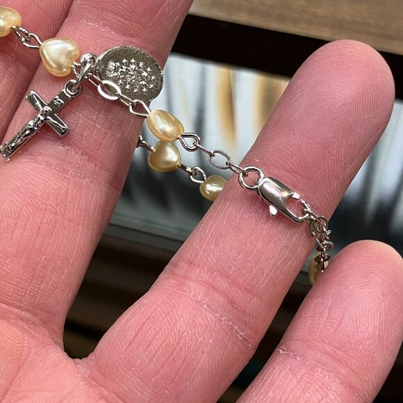 Synthetic Pearl Rosary Bracelet - Picture 5 of 5